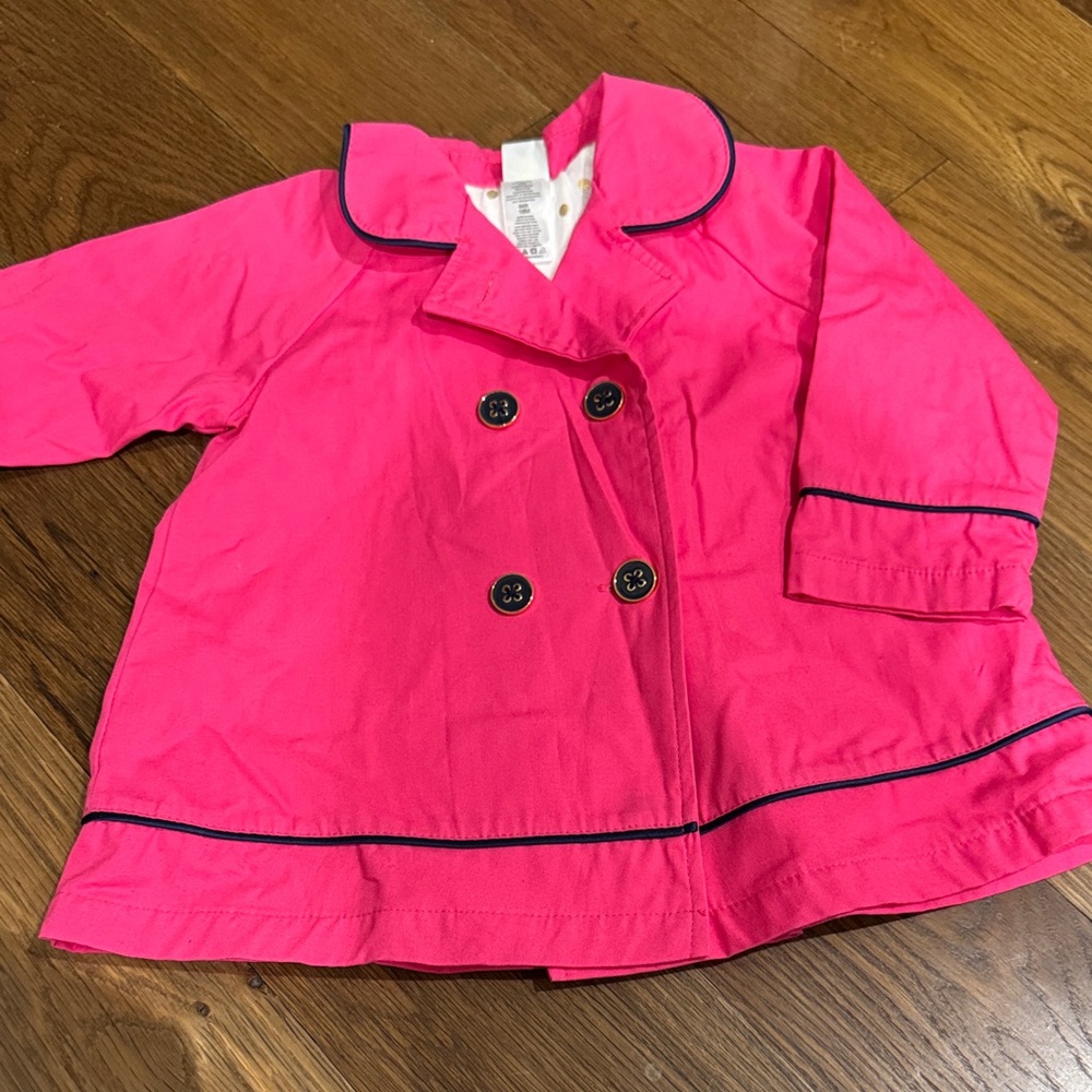 Little Me Fuchsia Double-Breasted Pea Coat